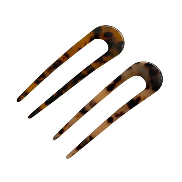2 stk U-formet hårnål fransk stil hårpinne skilpaddeskall hårnål 2-pinners Updo Chignon-nåler for kvinner jenter hårstyling tilbehør