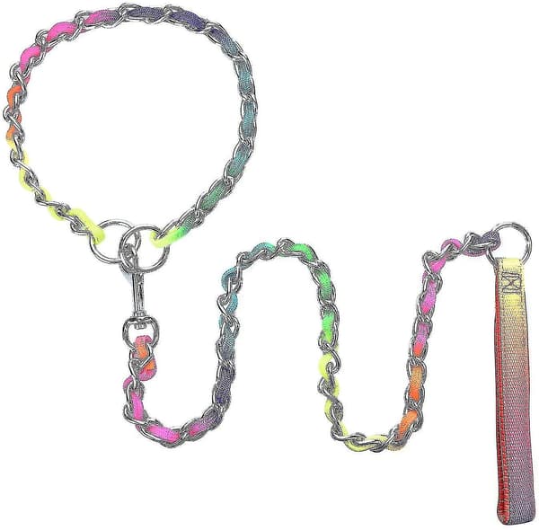 Dog Chain Leash, Stainless Steel Heavy Duty Training Chain Leash with Soft Handle for Medium and Large Dogs