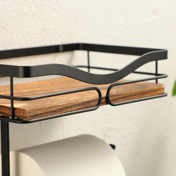 Stylish Wall Mounted Paper Holder with Storage Self-Adhesive or Drilled for Bathroom