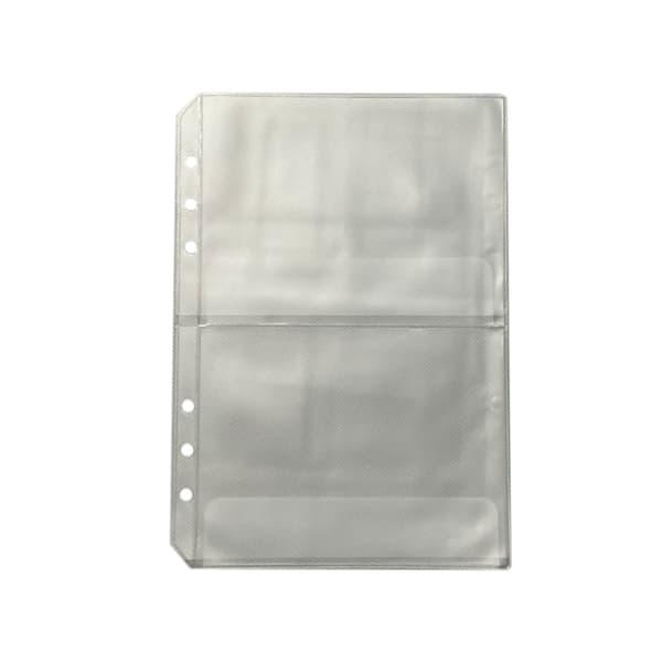 A5 Removable Inserts for Ring Binder - 10 Pack PP 6-Hole Two-Pocket Frosted Transparent Pockets Waterproof