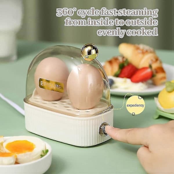 Egg cooker for 2 eggs, compact electric egg cooker, best egg cooker cooks all three cooking levels - soft, medium, hard Ty White