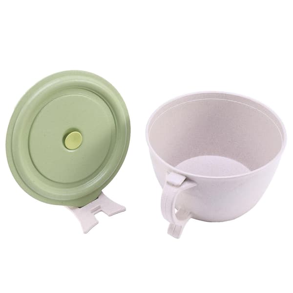 Microwave-Safe Noodle Bowls with Lid - 40 Oz Large Wheat Straw Soup Cup with Phone Holder - Microwave & Dishwasher Safe