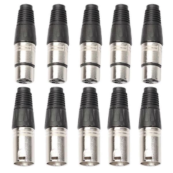 10 pcs XLR 3-pin Fe Mic Plug O Microphone Cable Connector