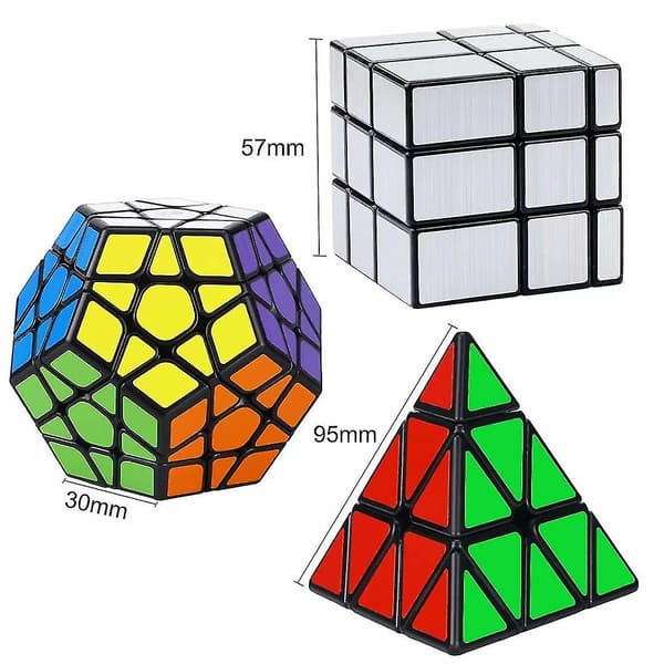 Speed Cube Set 3-pack Magic Puzzle Cube Pack Sticker - Inkluderer Pyramid Speed Puzzle (FMY)