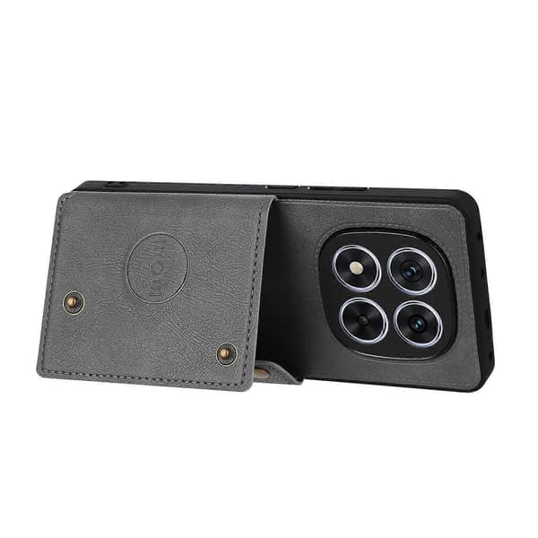 Xiaomi Redmi Note 14 Pro 5G Kotelo Korttipaikat Jalusta Nahka TPU Puhelinkuori - Monivärinen Harmaa Multicolor Grey