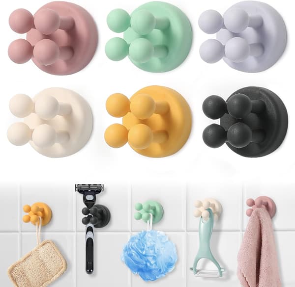 6-pack Razor Holder, Shower Hooks, Waterproof Bathroom Accessories