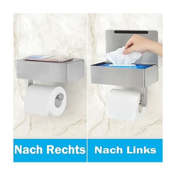 Toiletpapirholder i SUS304 rustfrit stål – Rustbestandig – Borefri installation – Privat rum