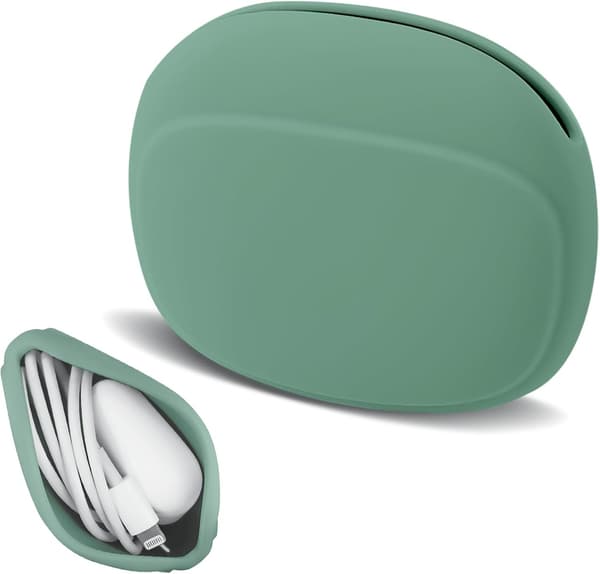 Silikone Høretelefon Organizer - Datakabel Opbevaringsetui - Mini Nøgleboks - Bærbar Ledningsført Høretelefon Organizer, Grøn