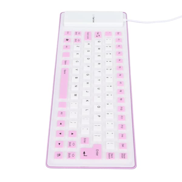 Silicone Keyboard Fully Sealed Design Lightweight Portable Silent Soft Comfortable USB Wired Silicone Keyboard for PC Purple