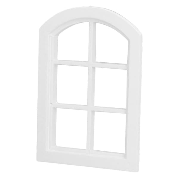 Dollhouse Window Miniature Dollhouse Arch Window Interior Decoration with 6 Panes White