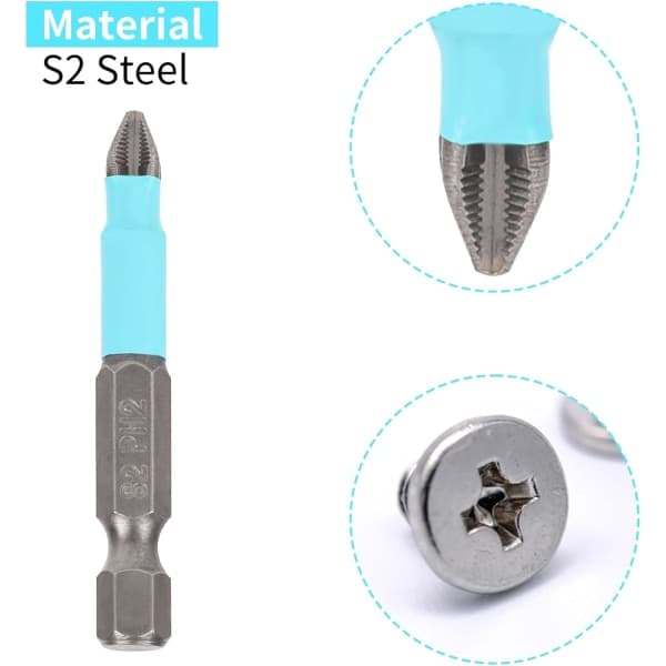 10 stk Phillips Skruetrækkerbits med Magnetisk Phillips Skruetrækkerbitsæt Ph2 Phillips Bitsæt, 1/4 tomme Hex Skaft 2 tommer/50 mm