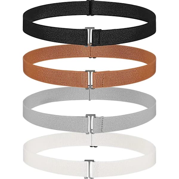 4 st osynliga dambälten, elastiska bälten, platt spänne, resårband