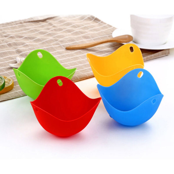 Non-Stick Egg Cooker Kitchen Set Egg Pan Pancake Mold Cookware Poached Egg Pan 4pcs (Red)