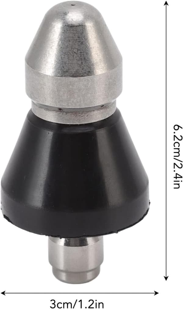G1/4 Stainless Steel Sewer Jetter Nozzle - 1 Forward + 6 Rear Jets, for Clearing Clogs