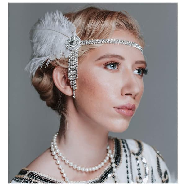 Pannebånd Dame 1920-tall Hette Great Gatsby Inspirert Fjær Rosa