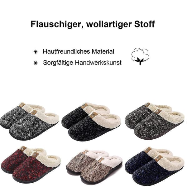 Damesko med memory foam, gave til kvinder, uldlignende hjemmesko med skridsikker gummisål til damer