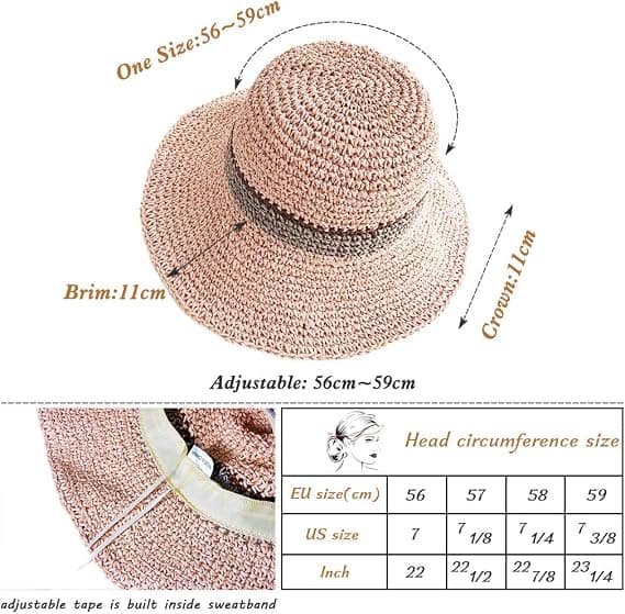 Trendy Dame Solhat Sommer Stråhat UPF 51+ Rosa Pink Pink