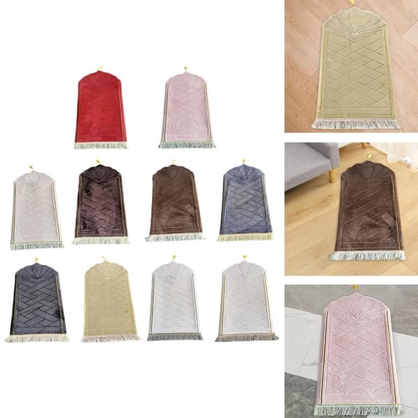 65 cm x 110 cm Ramadan-matte Myk muslimsk matte Bønneteppe for Ramadan-dekorasjon (grå)
