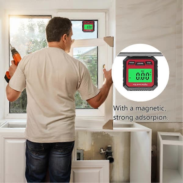 360 Magnetic Digital Angle Finder Meter Inclinometer Level Gauge With horizontal bubbles Black RED With horizontal bubbles Black RED