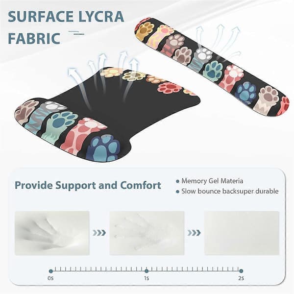 3-in-1 Mouse Pad Set with Keyboard Wrist Rest, Memory Foam Keyboard Set Mouse Pad with Wrist Rest [DB] As Shown As Shown