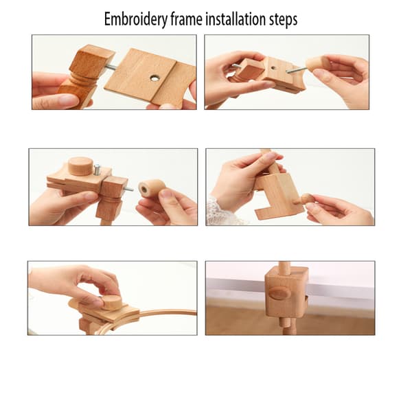 Beech Wood Tabletop Embroidery Frame, Wooden Embroidery Frame, Desktop Embroidery Tool, Built-in Embroidery Frame (1 Piece)