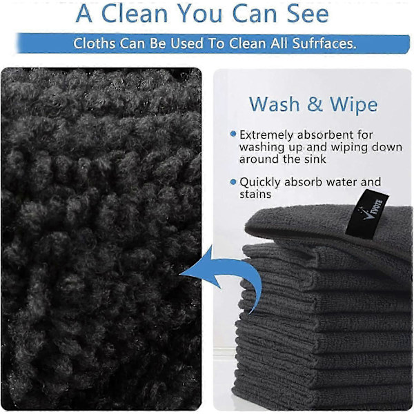 9-pack Microfiber Cleaning Cloths, Reusable Dishcloth for Kitchen, Durable & Fast Drying Kitchen Rags, Highly Absorbent Microfiber Cloth, M