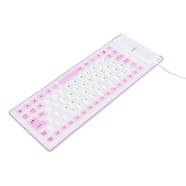 Silicone Keyboard Fully Sealed Design Lightweight Portable Silent Soft Comfortable USB Wired Silicone Keyboard for PC Purple