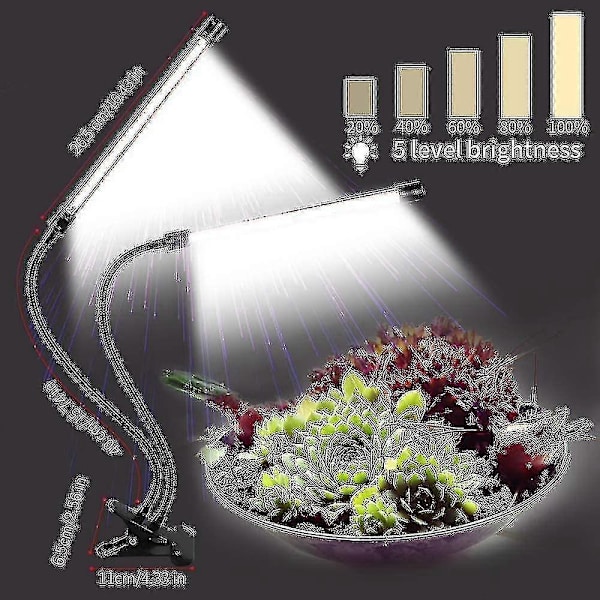 Dobbelt hode 50W LED Plantelys med Timer og 5 Dimmenivåer-FX-