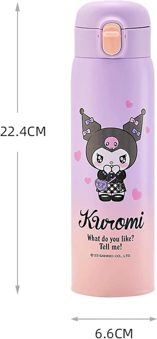 Kuromi Isoleret Vandflaske i Rustfrit Stål med Taske 480ml