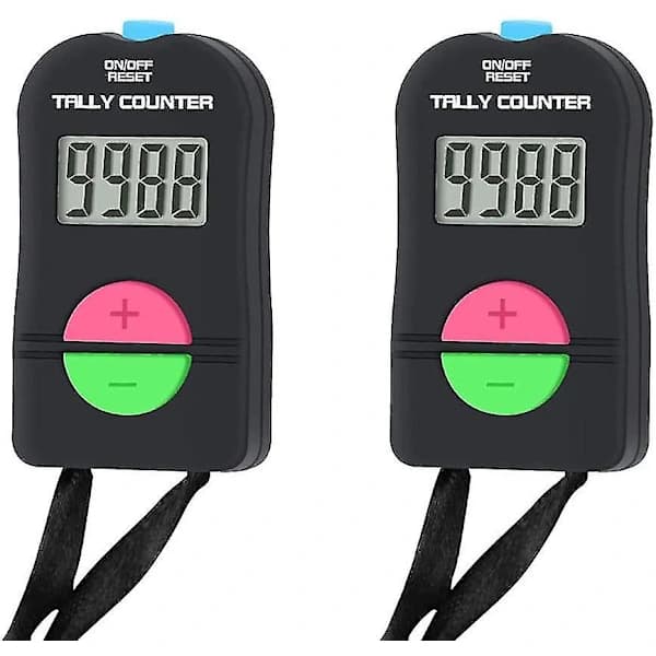 2 stk Elektronisk Teller, Digital Håndteller Elektronisk Manuell Klikker Med Snor Legg Til Subtraher Modell