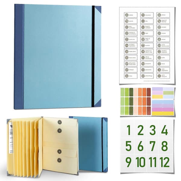 Life Organizer with Labels, \"If I Die\" Binder Organizer with Pockets, \"If I Go Missing\" Binder [DB] Blue Blue