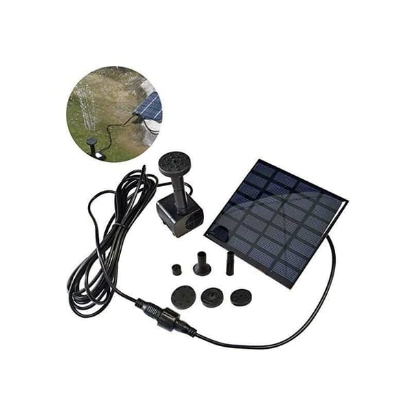 1,2W solcellspump dammpump, fontänpump med 4 olika munstycken, solvattenpump fontänpump