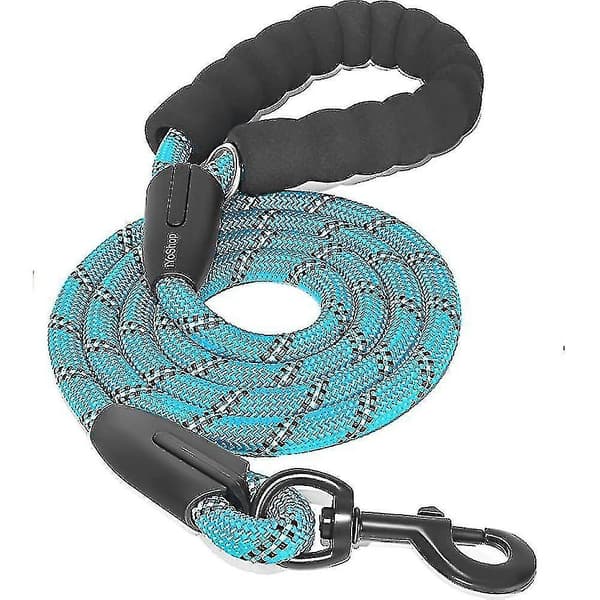 Dog toy with comfortable padded handle and highly reflective threads (blue)