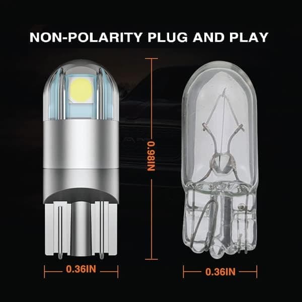10x T10 194 168 W5W 1.5W 6000K White 3030 Bright LED Chip, Dome Light, Map Light, Door Light, Courtesy Light, License Plate Light