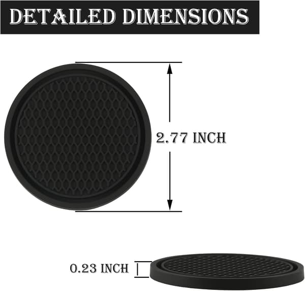 SINGARO Car Coasters, 4-Pack Universal Non-Slip Coasters with Insert Decoration, Car Interior Accessories, Black