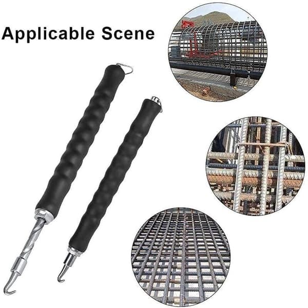 Semi-automatic Rebar Tier with Retractable Hook for Rebar Tying on Construction Sites, Compatible with Rebar Mesh