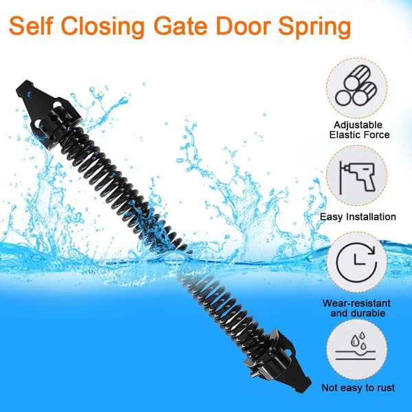 Door Spring Closer 14 \" Automatic Closing Door Spring Metal Adjustable Door Closer Heavy Duty Closing Spring with Accessories, 360mm (14 \")