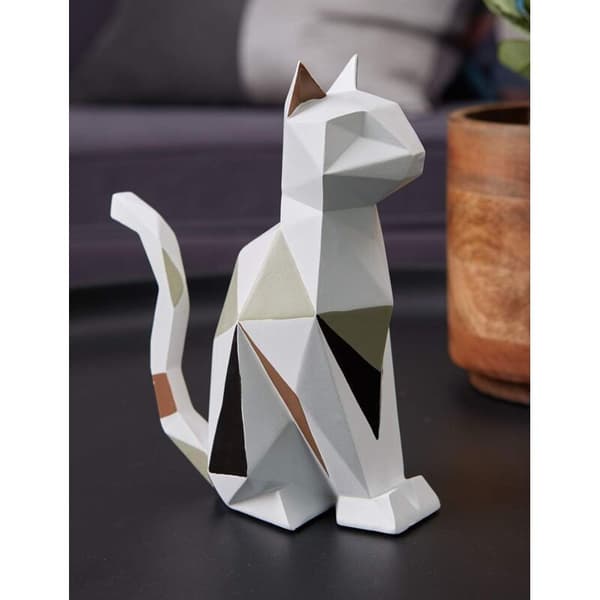Statue Figur Katt Skulptur Dyr Dekor Geometrisk Moderne Katt Kunst for Jul Bursdagsgave Hjem Resin