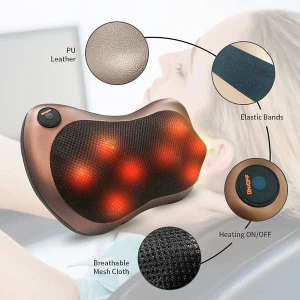 Shiatsu massagepude til nakke og ryg med varme