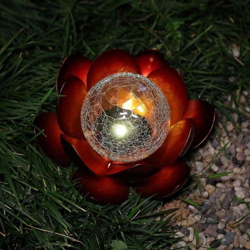 Kreativ lotusbase LED solcelle nattlys blomst utendørs glasskulelampe