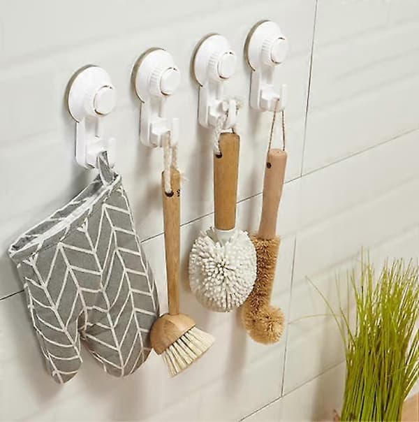White 2-pack Suction Cup Hook Punch-free Vacuum Strong Hanger Hook Home Door Wall Adhesive Storage Hook Bathroom Kitchen
