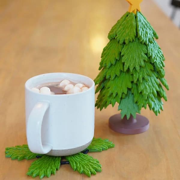 Juletræsunderlag sæt Juletræsdekoration underlag Julepynt [DB] Christmas Tree Coaster Set Christmas Tree Coaster Set