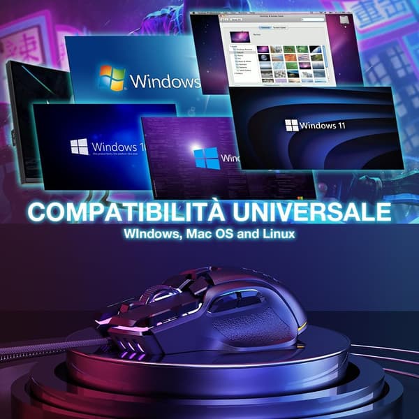 Kablet spillmus, justerbar presisjon 12800 DPI, datamaskin PC USB-spillmus med 12 RGB-bakgrunnsbelysningsmoduser, 10 programmerbare knapper