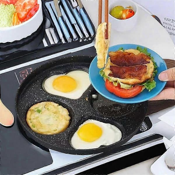 4-hole breakfast pan mini omelette pan household kitchenware non-stick small frying pan egg dumpling