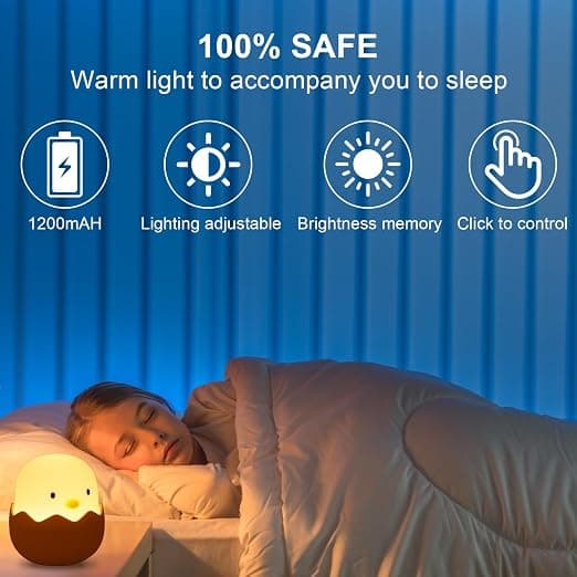 Night Light for Children, Rechargeable Night Light, Children's Night Light with Touch Dimmer Function, Portable Night Light for B