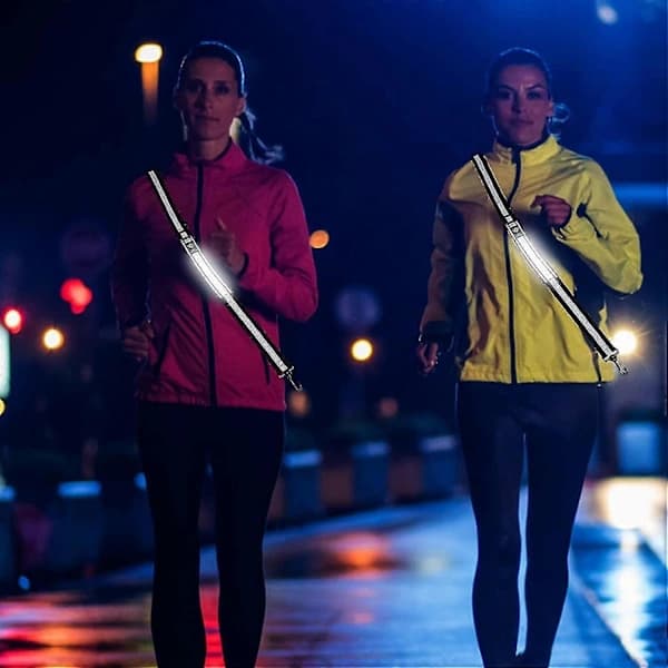 Reflexbälte - Reflexutrustning för löpning, justerbar axelrem, reflexväst för utomhusaktiviteter, promenader, löpning, cykling