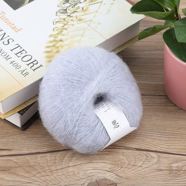 Blødt mohair strikkegarn DIY sjal tørklæde hæklegarn tilbehør (grå)