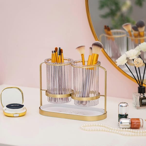 Kitchen Utensil Holder and Organizer, with Golden Iron Frame