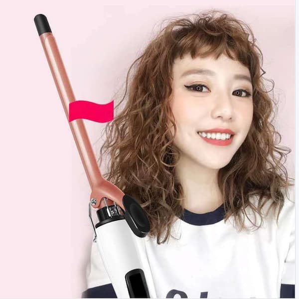 360° Rotating Wool Curling Iron - Fast Heating, Mineral Ion Care, LCD Display 9mm 9mm