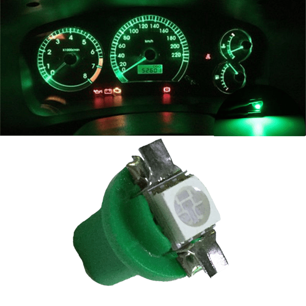 10x T5 B8.5D 5050 SMD Green LED Instrument Lights for Car Dashboard